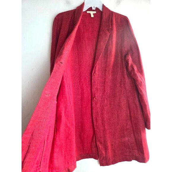 Eileen Fisher Women Burnt Red 100% Organic Linen Doubleweave Jacket size Medium - Picture 7 of 7